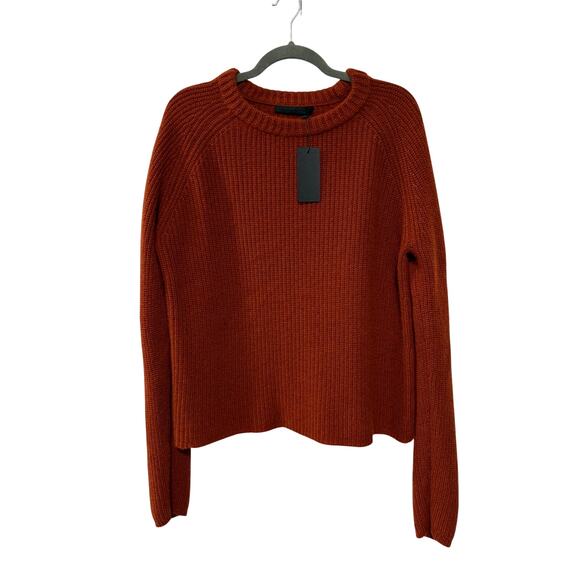 NWT! Jenni Kayne XL 100% Cashmere $425 Fisherman Sweater Crewneck Rust Red - Picture 2 of 10